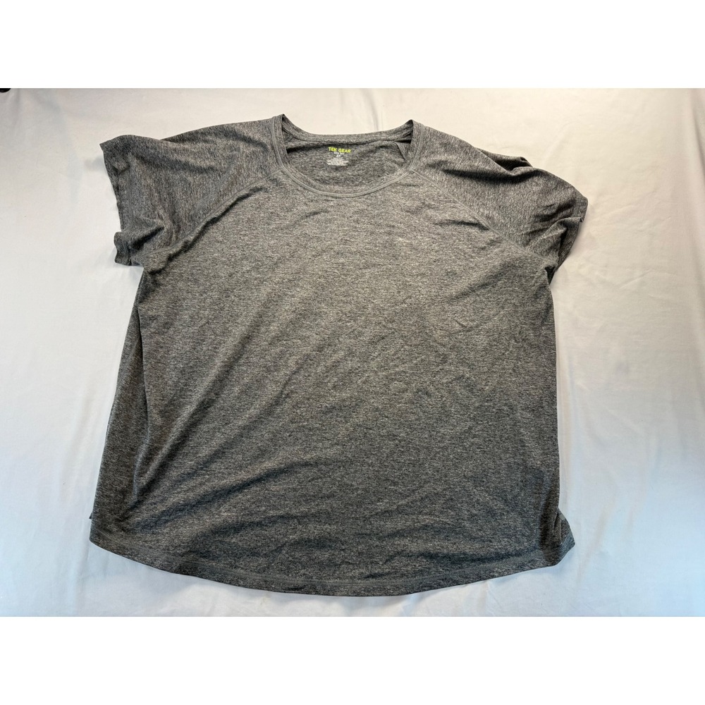 Tek Gear Womens Dry Tek Short Sleeve Shirt 2X Heather Gray Workout Tee